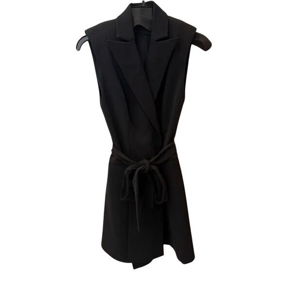 #77a- Jay Godfrey- NWT- Sleeveless Mini Tuxedo Dress-Belted-Black Sz:10 MSRP$298 - Picture 5 of 8